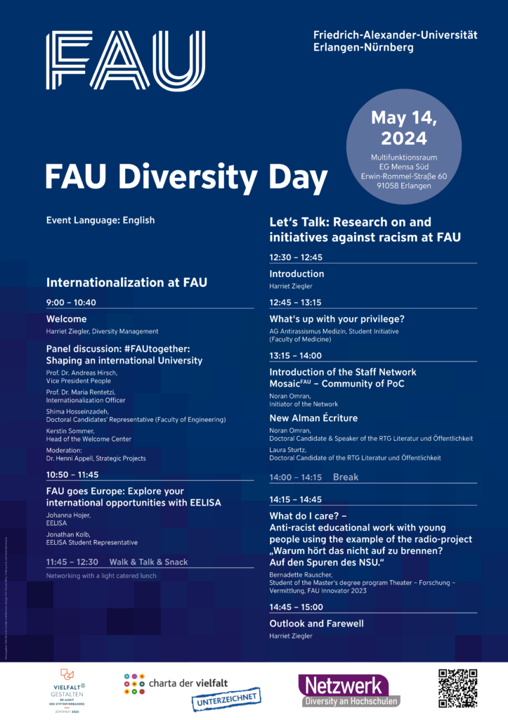 Programm des Diversity Days der Friedrich-Alexander-Universität Erlangen-Nürnberg