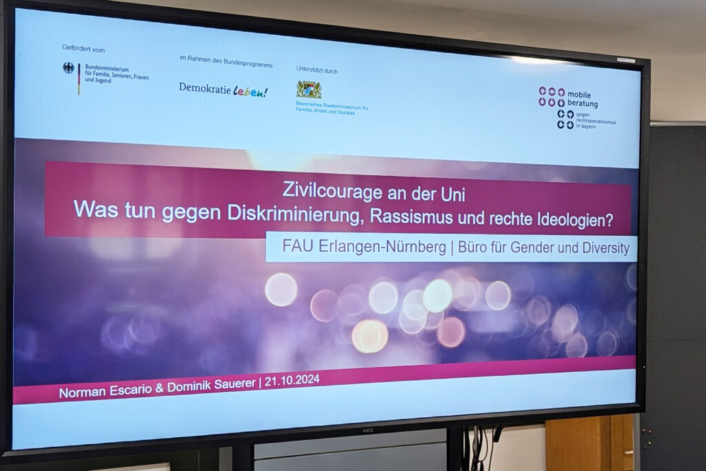 Insights aus dem Workshop Zivilcourage an der Uni: Bild der PowerPoint