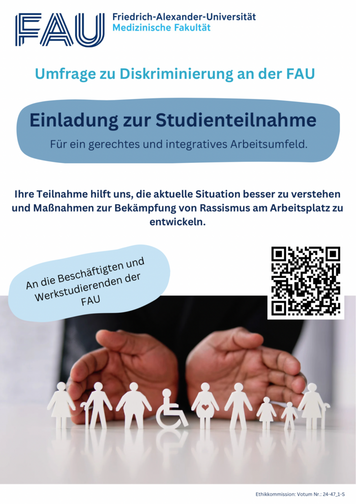 Poster zur Umfrage zur Diskriminierung an der FAU